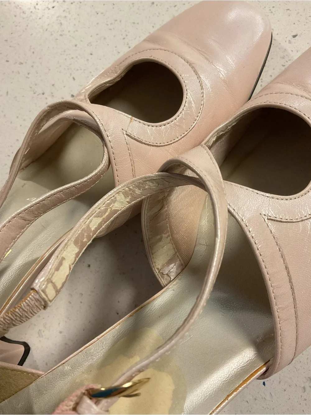 9.2.5 Women's Blush Pink T-Strap Comfort Heels